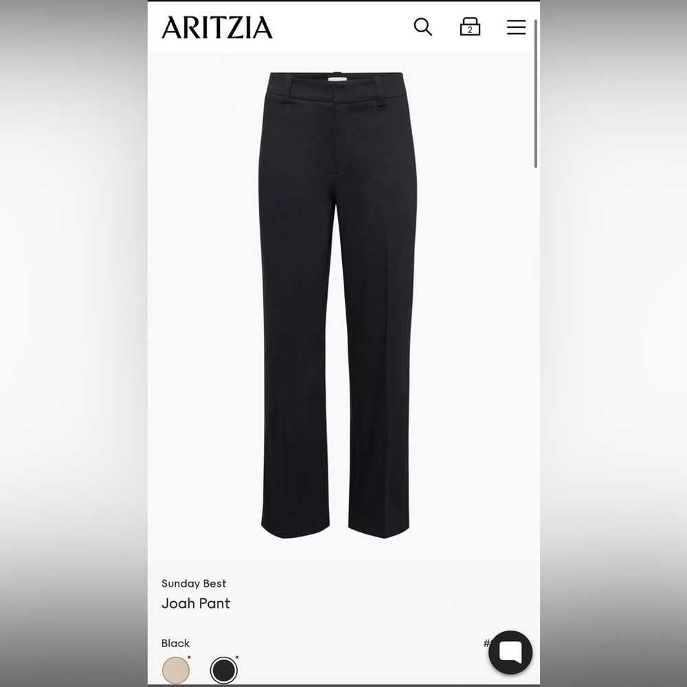 Aritzia Black Straight-Leg Joah Trousers